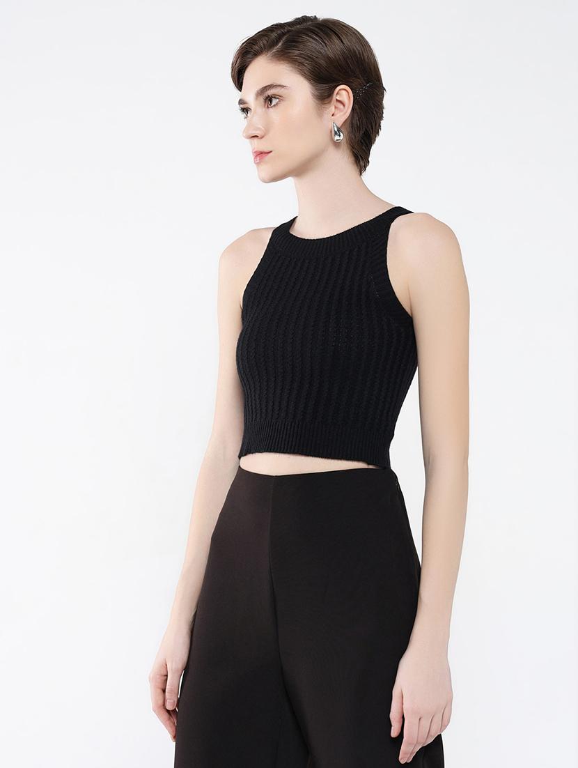 women black solid tank top - 21554056 - Standard Image - 2