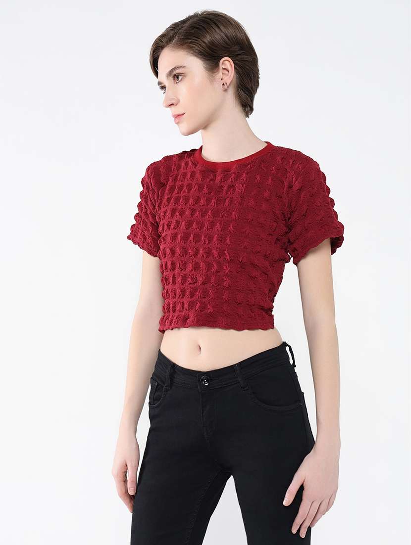 women red self-designed crop top - 21554083 -  Standard Image - 2