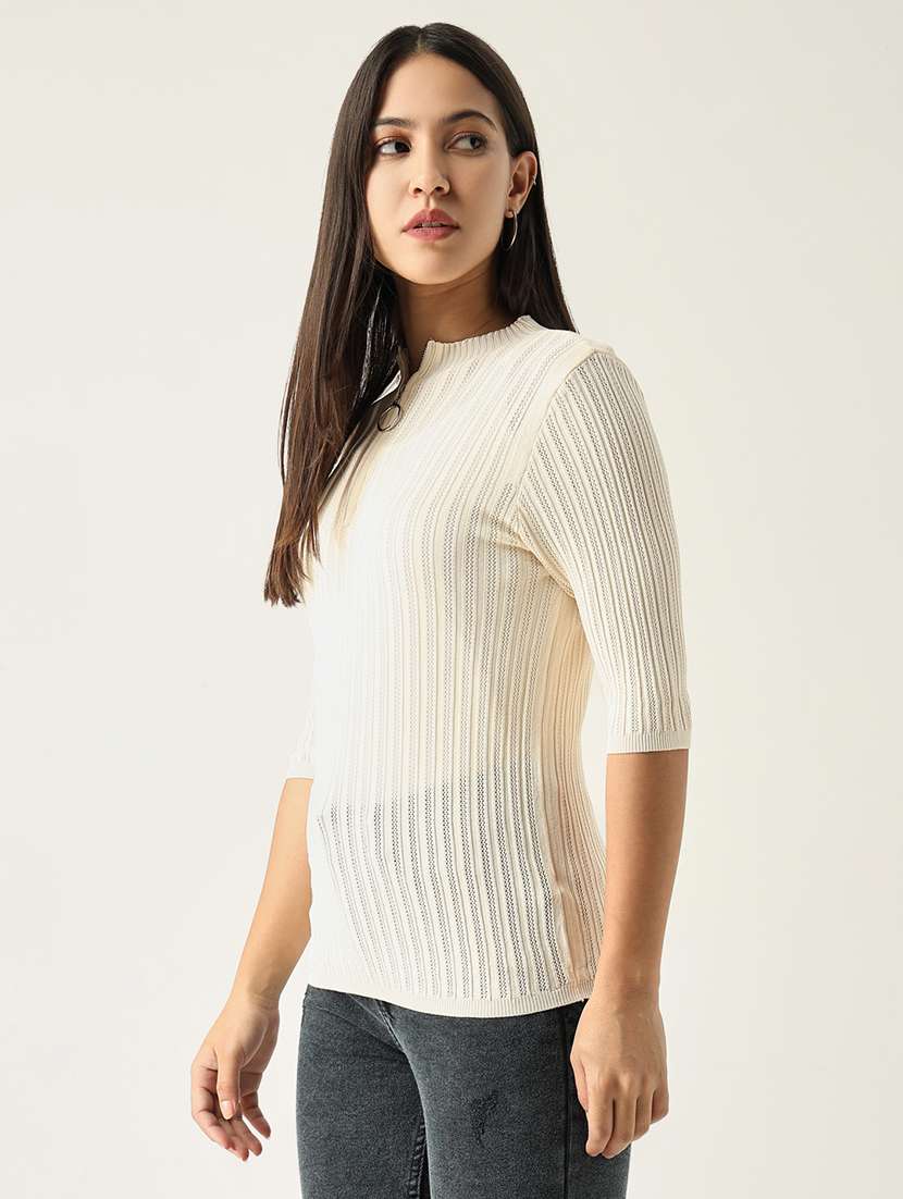 women cream self-designed regular top - 21554106 -  Standard Image - 2