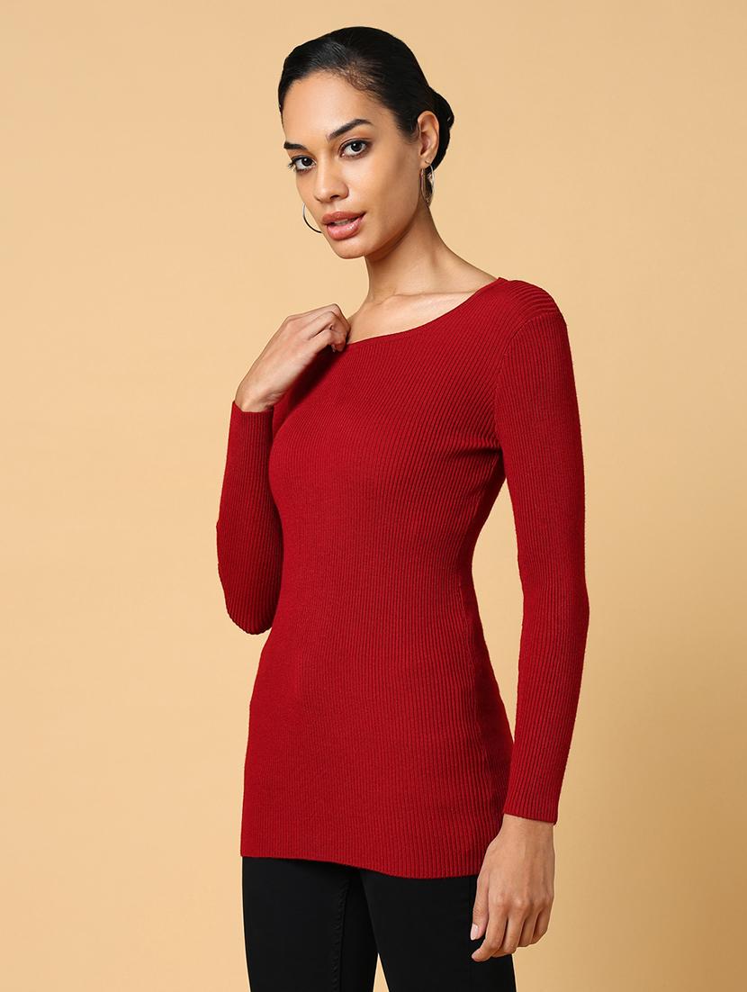 women maroon solid regular top - 21554111 - Standard Image - 2