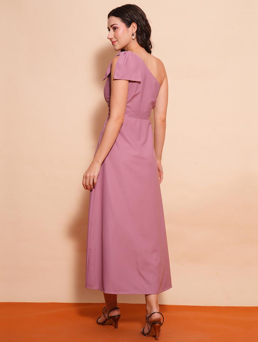 globus women pink one shoulder bow detail a-line maxi party dress - 21554203 - Standard Image - 2