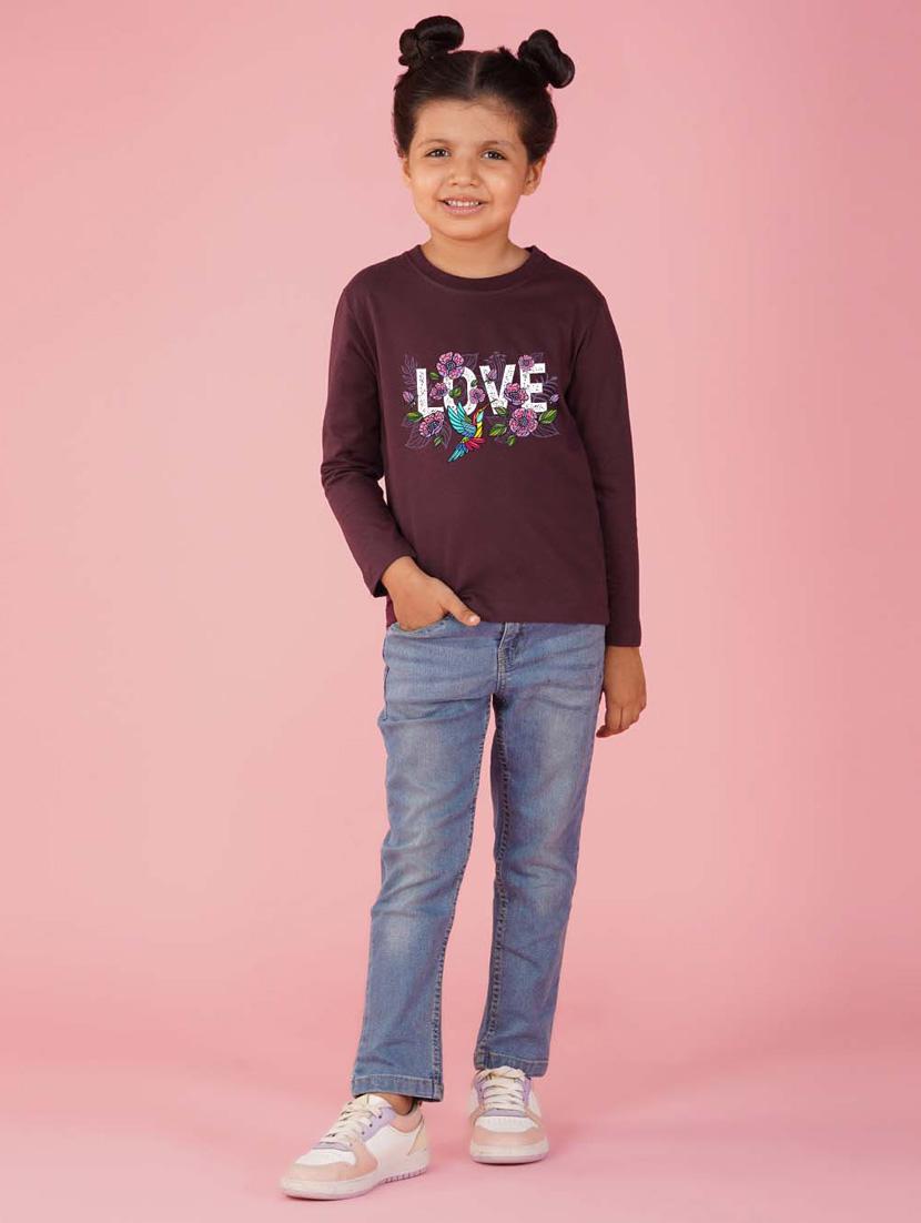 girls long sleeves front print tees - 21554338 - Standard Image - 2