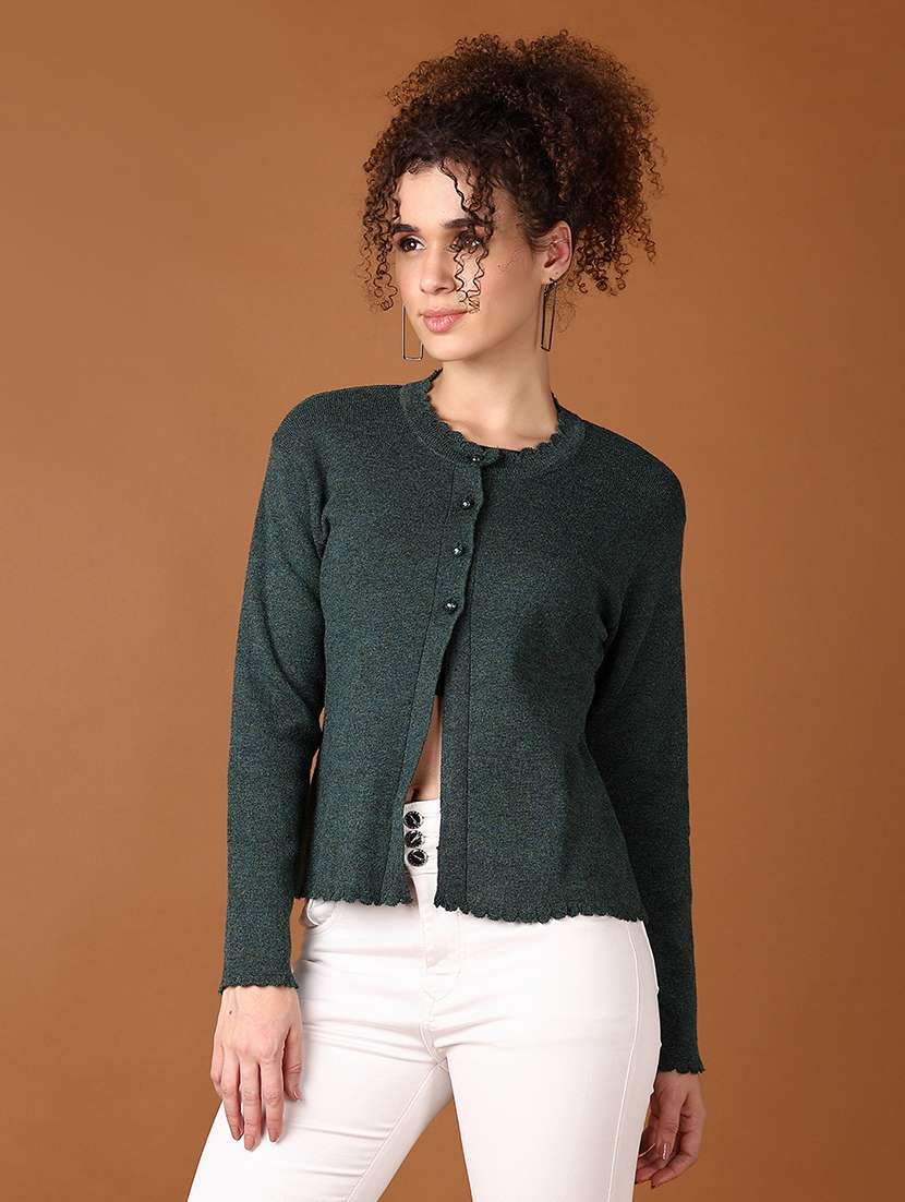 women solid long sleeve cardigan - 21554756 -  Standard Image - 2