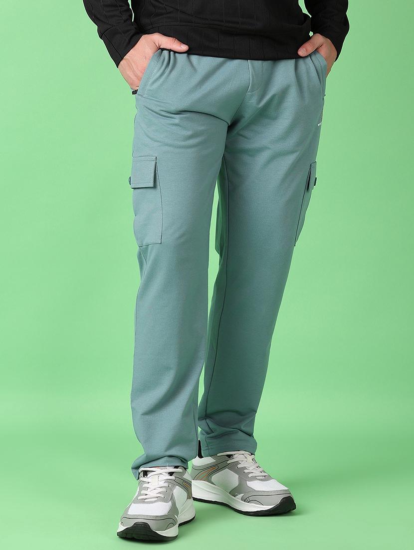 men sea green solid full length track pant - 21554797 - Standard Image - 2