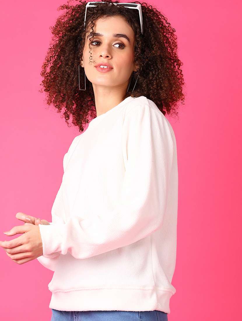 women solid long sleeve sweatshirt - 21554875 -  Standard Image - 2