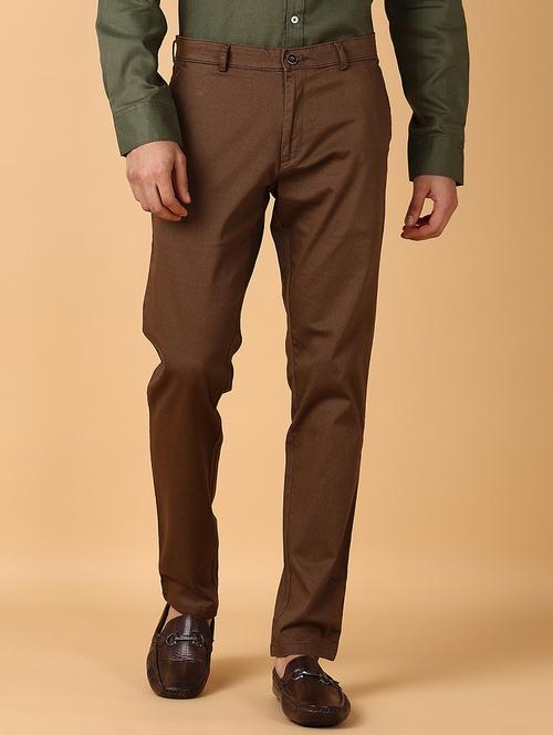 men solid regular fit chinos casual trouser - 21554969 - Standard Image - 0