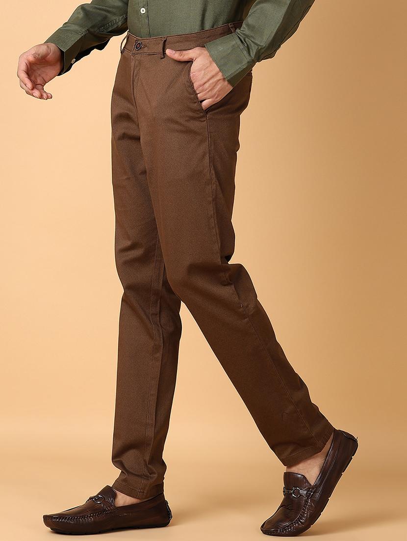 men solid regular fit chinos casual trouser - 21554969 - Standard Image - 2