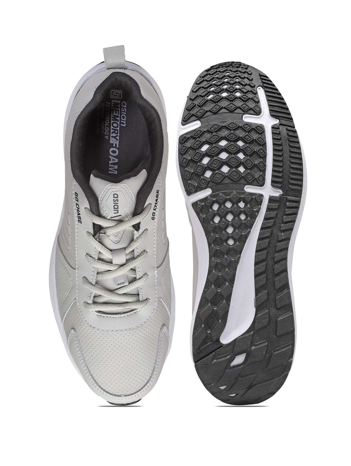 Men Grey Lace Up Running Shoes