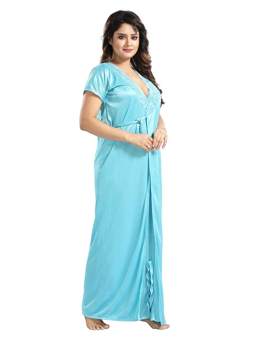 women lace detailed nighty set - 21555199 - Standard Image - 2