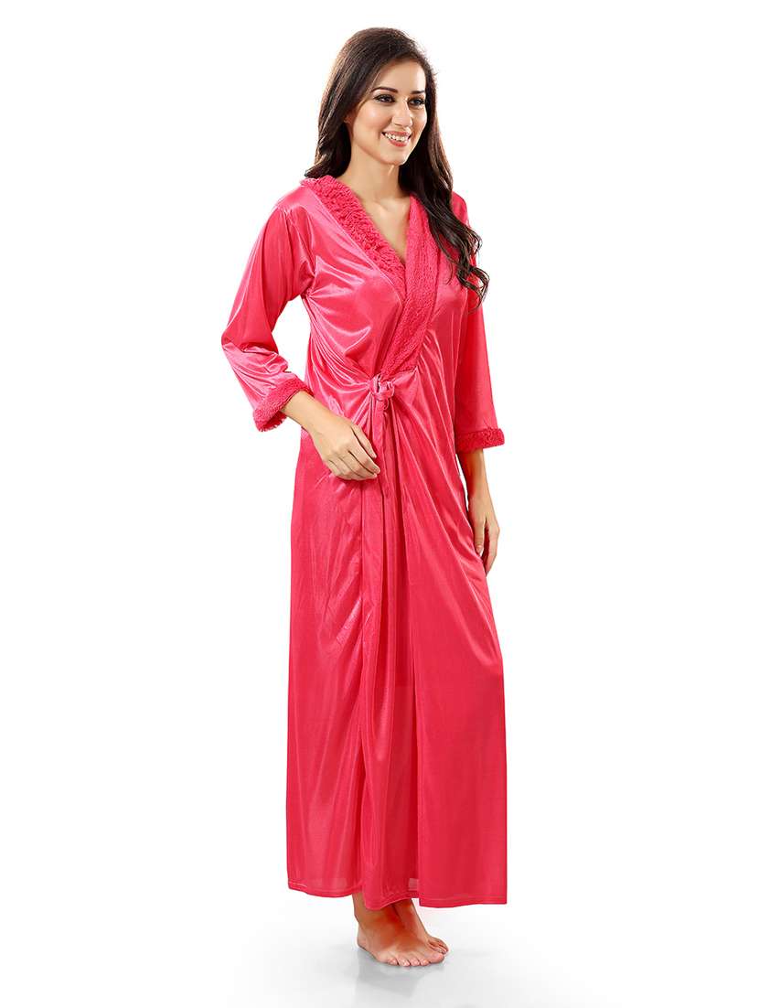 women lace detailed nighty with robe - 21555203 - Standard Image - 2