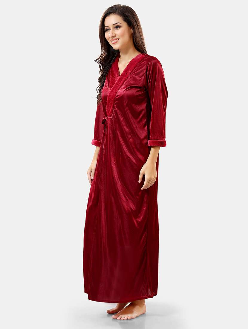 women lace detailed nighty with robe - 21555204 - Standard Image - 2