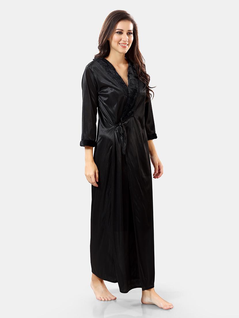 women lace detailed nighty with robe - 21555205 - Standard Image - 2