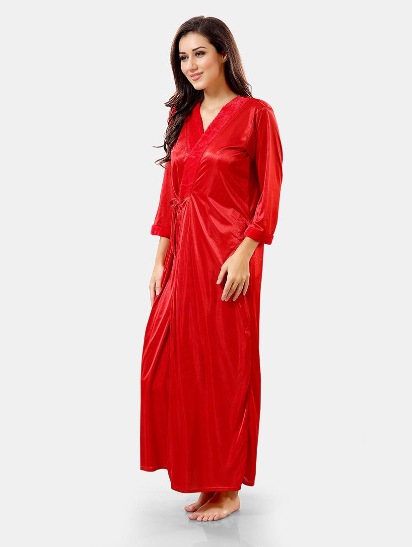 women lace detailed nighty with robe - 21555206 - Standard Image - 2