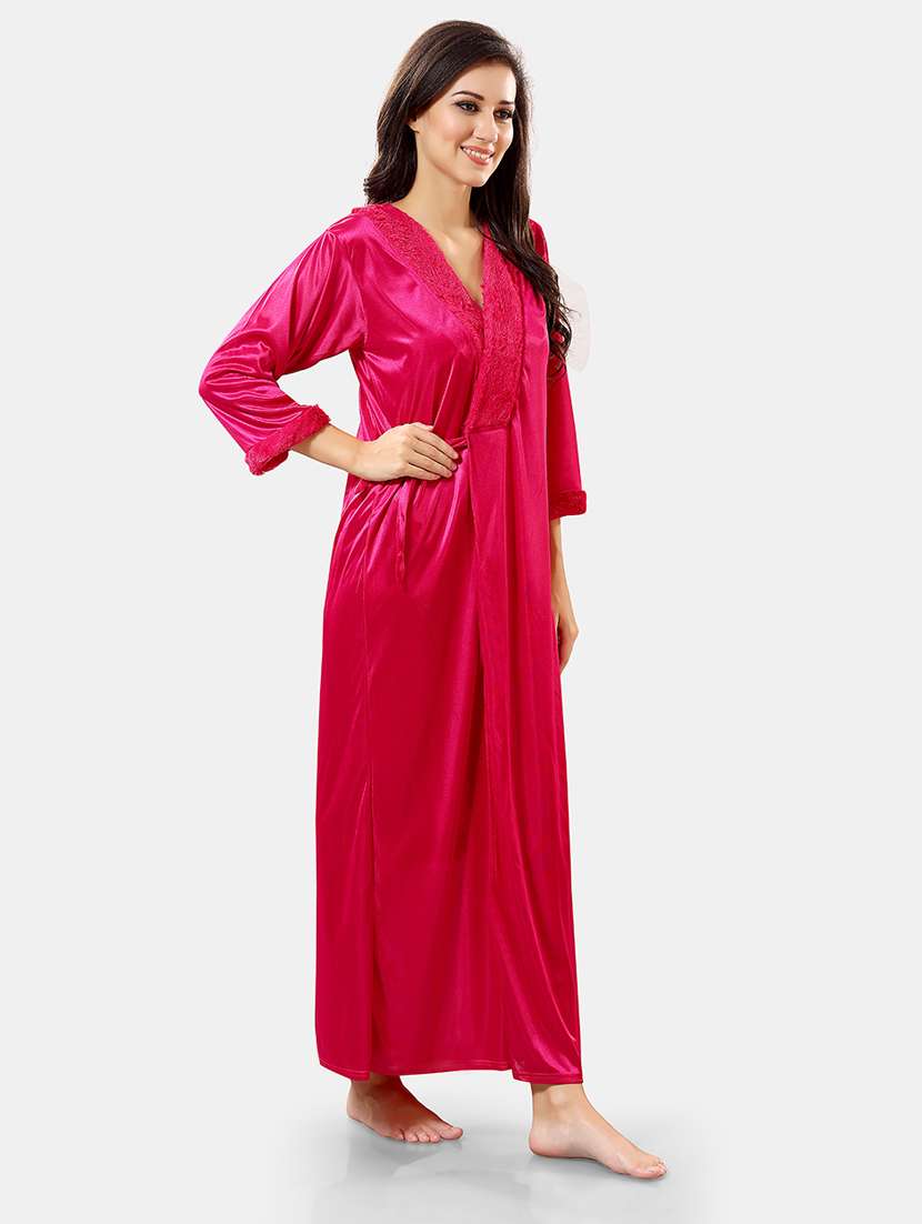 women lace detailed nighty with robe - 21555207 - Standard Image - 2