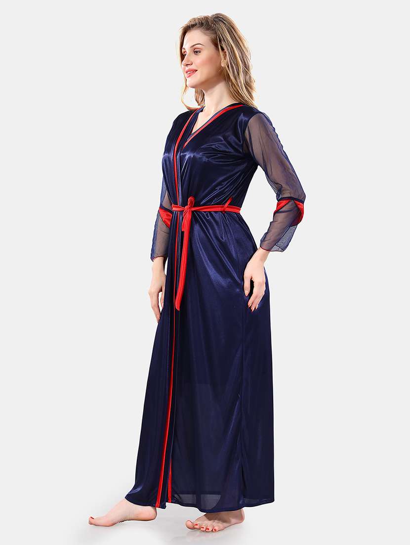women lace detailed nighty with robe - 21555208 - Standard Image - 2