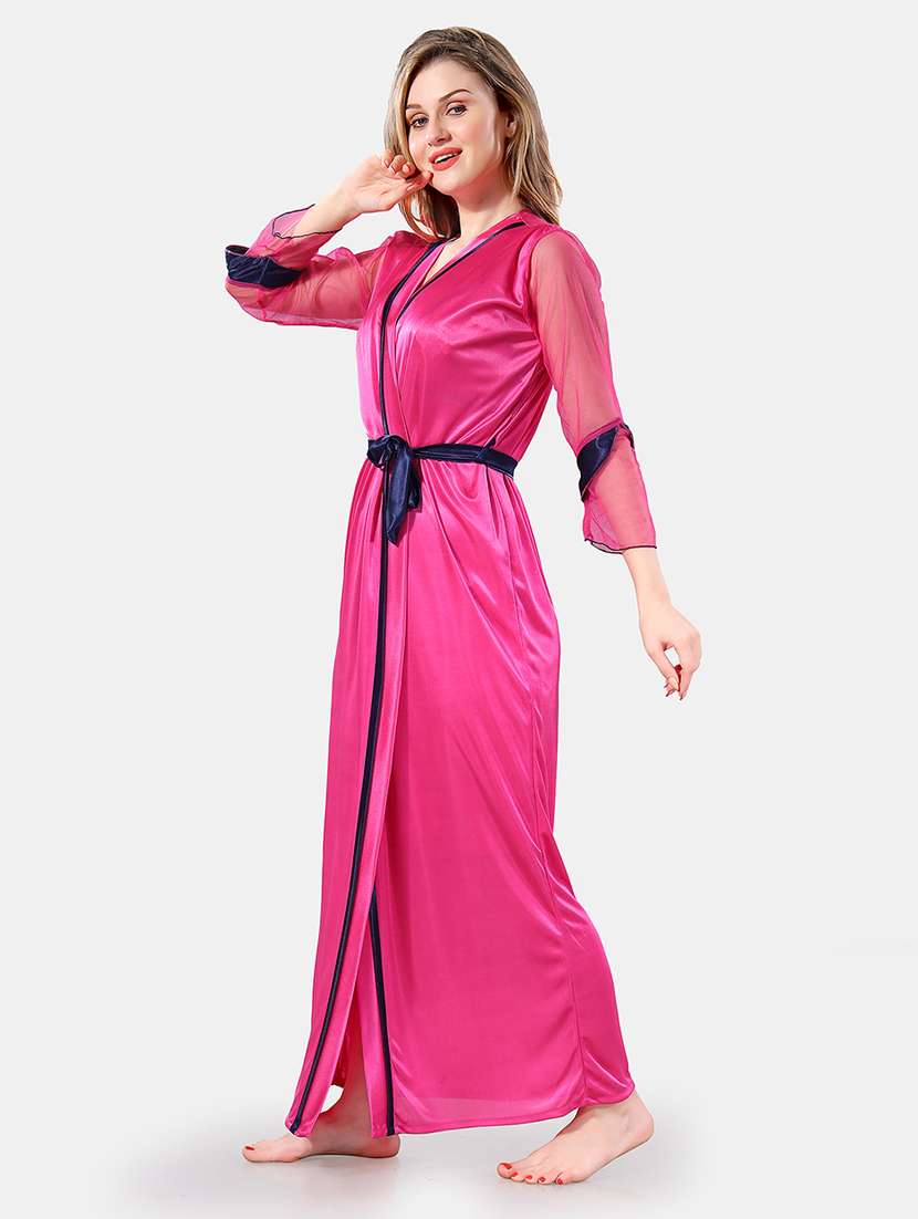 women lace detailed nighty with robe - 21555210 - Standard Image - 2