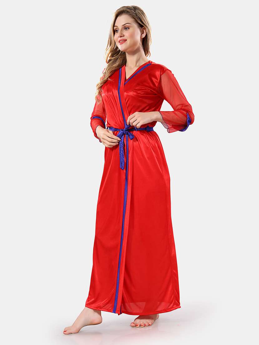 women lace detailed nighty with robe - 21555211 -  Standard Image - 2