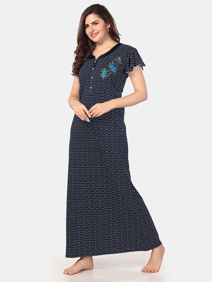 women printed short sleeve nighty - 21555224 - Standard Image - 2