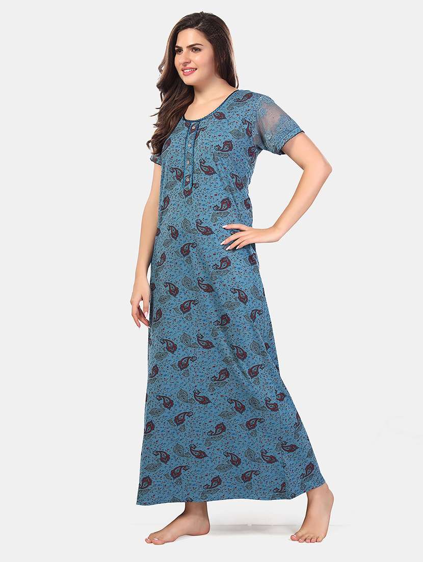 women printed short sleeve nighty - 21555230 -  Standard Image - 2