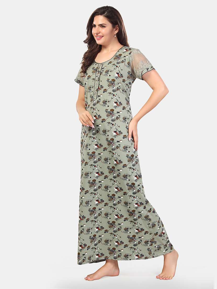 women printed short sleeve nighty - 21555231 -  Standard Image - 2