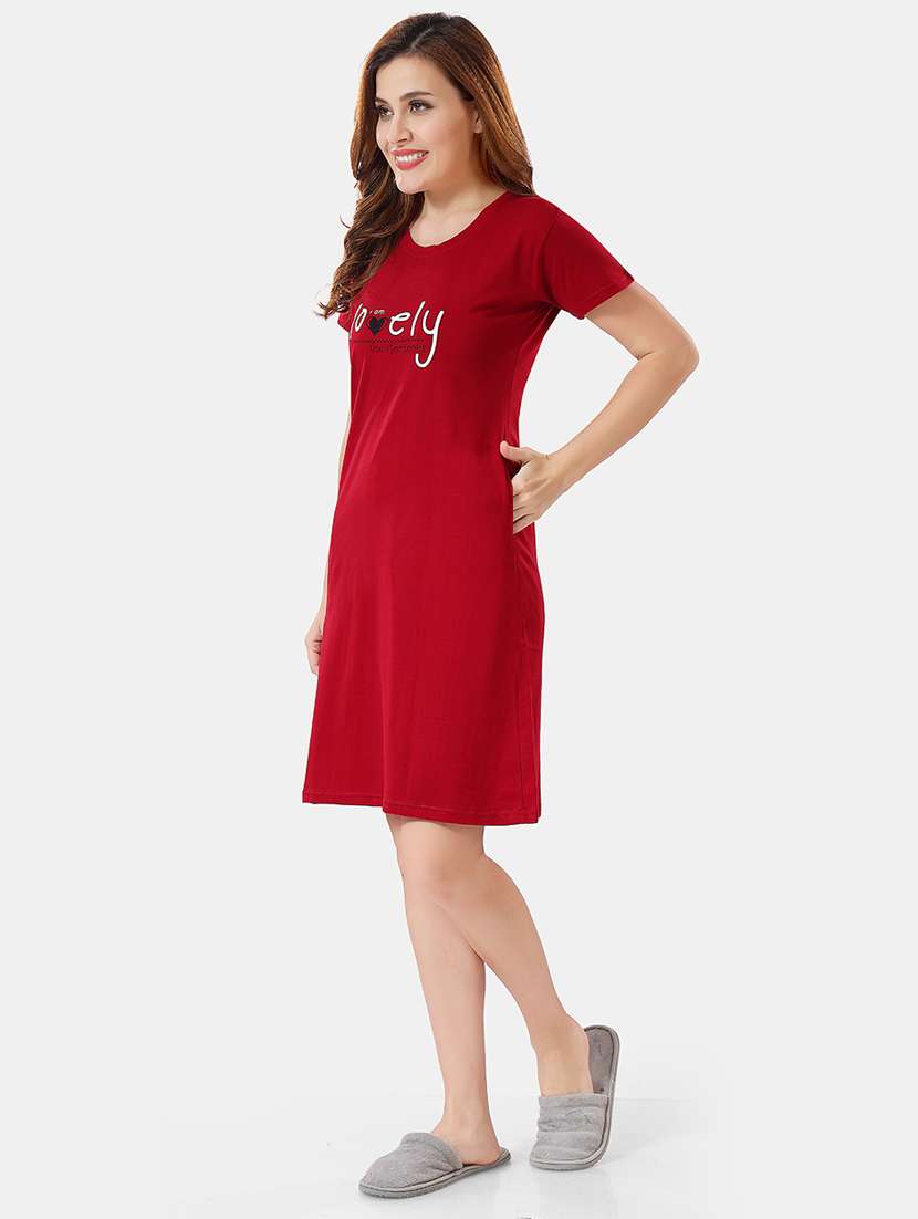 women printed round neck nightdress - 21555236 - Standard Image - 2