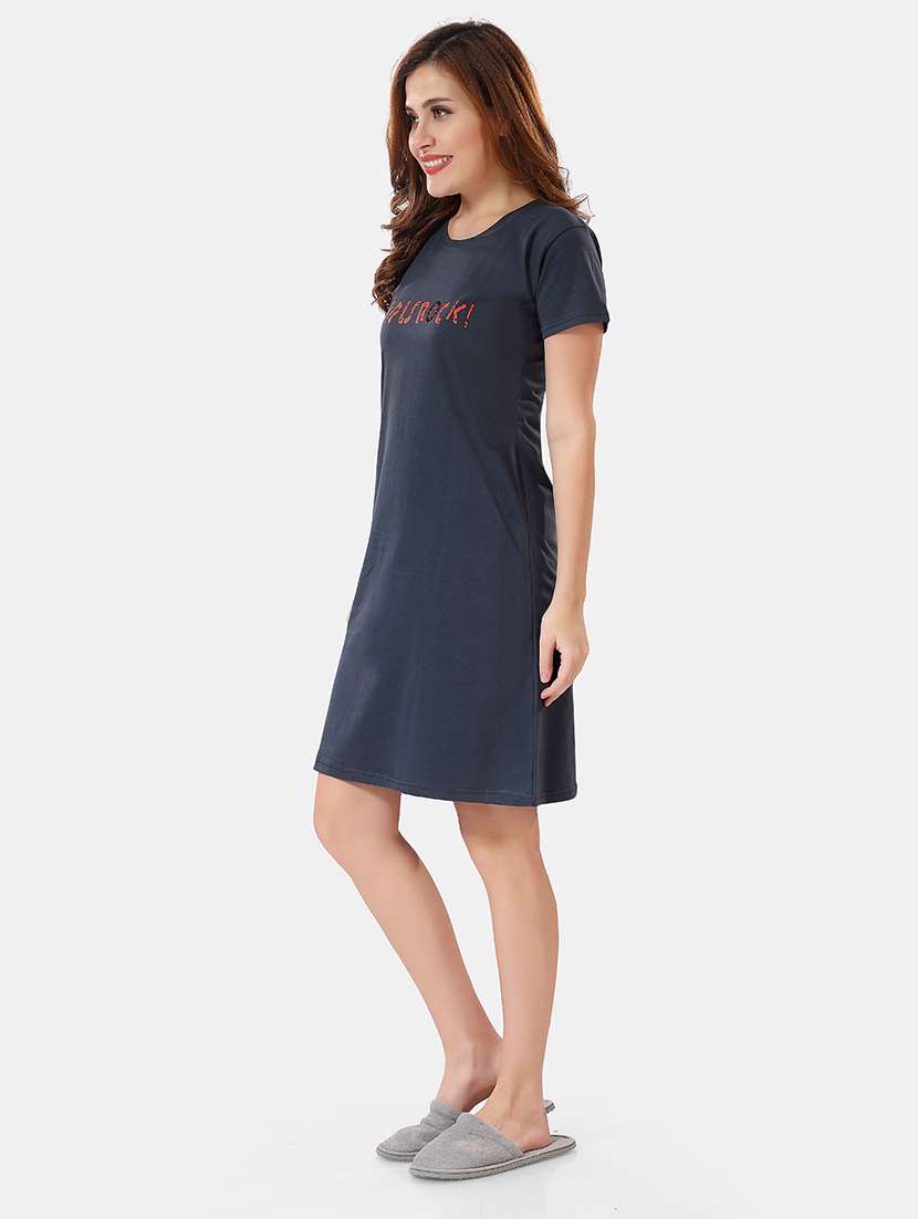 women printed round neck nightdress - 21555237 - Standard Image - 2