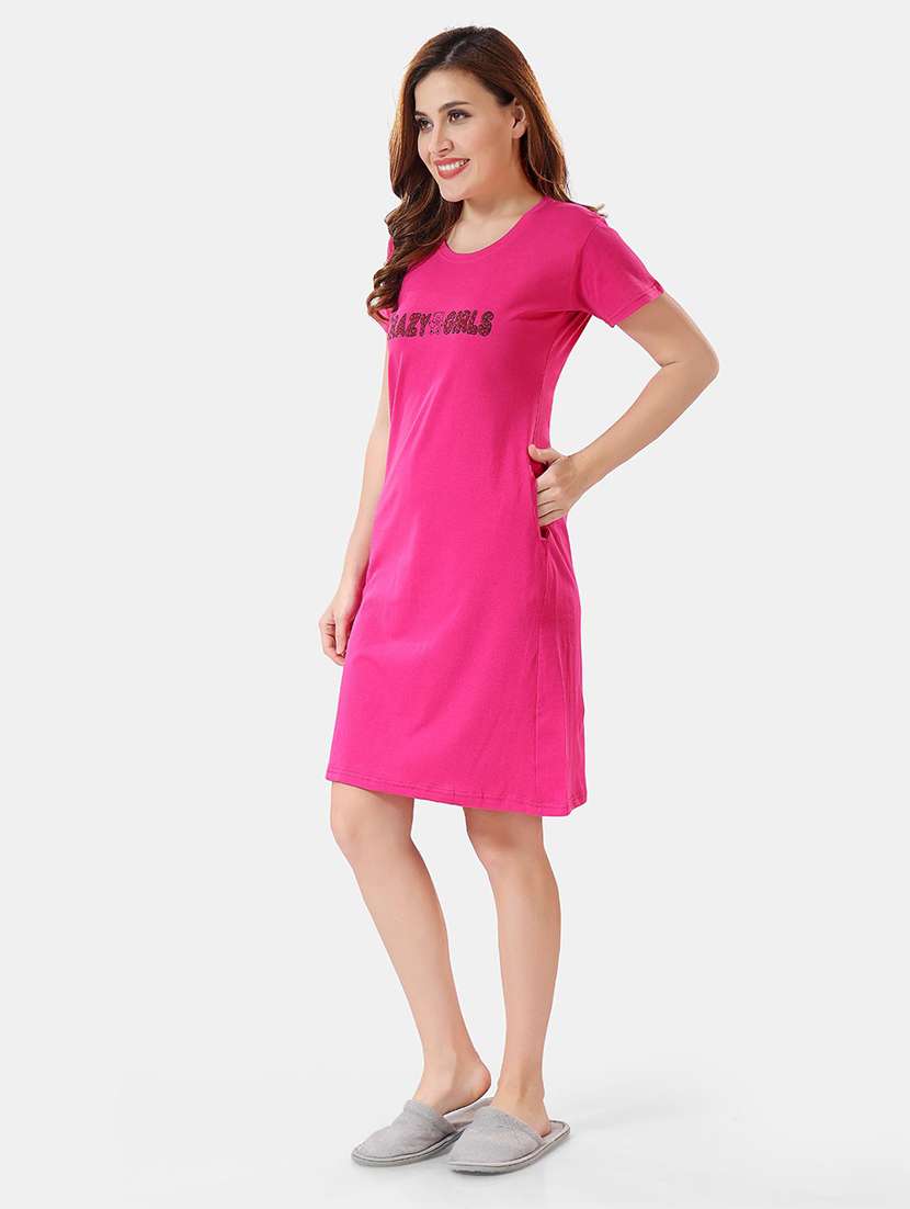 women printed round neck nightdress - 21555240 -  Standard Image - 2
