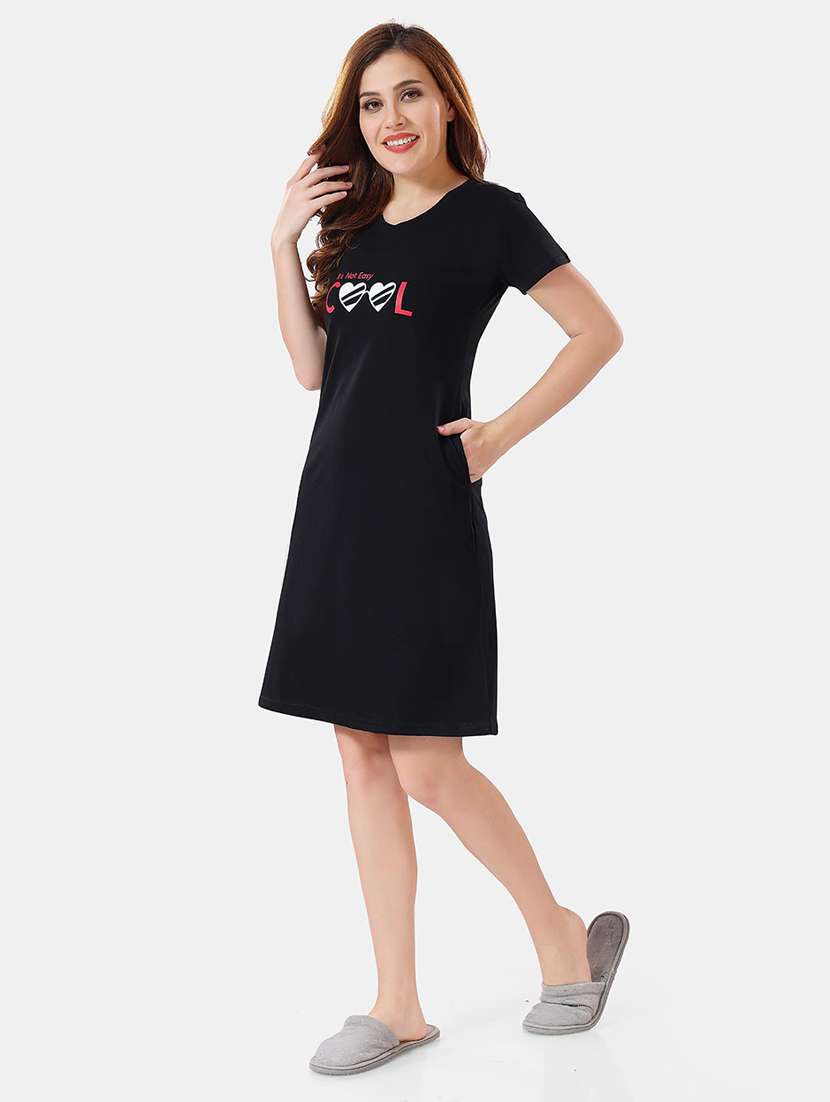 women printed round neck nightdress - 21555241 -  Standard Image - 2
