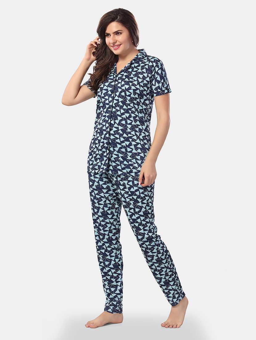 women printed short sleeves pyjama set - 21555249 - Standard Image - 2