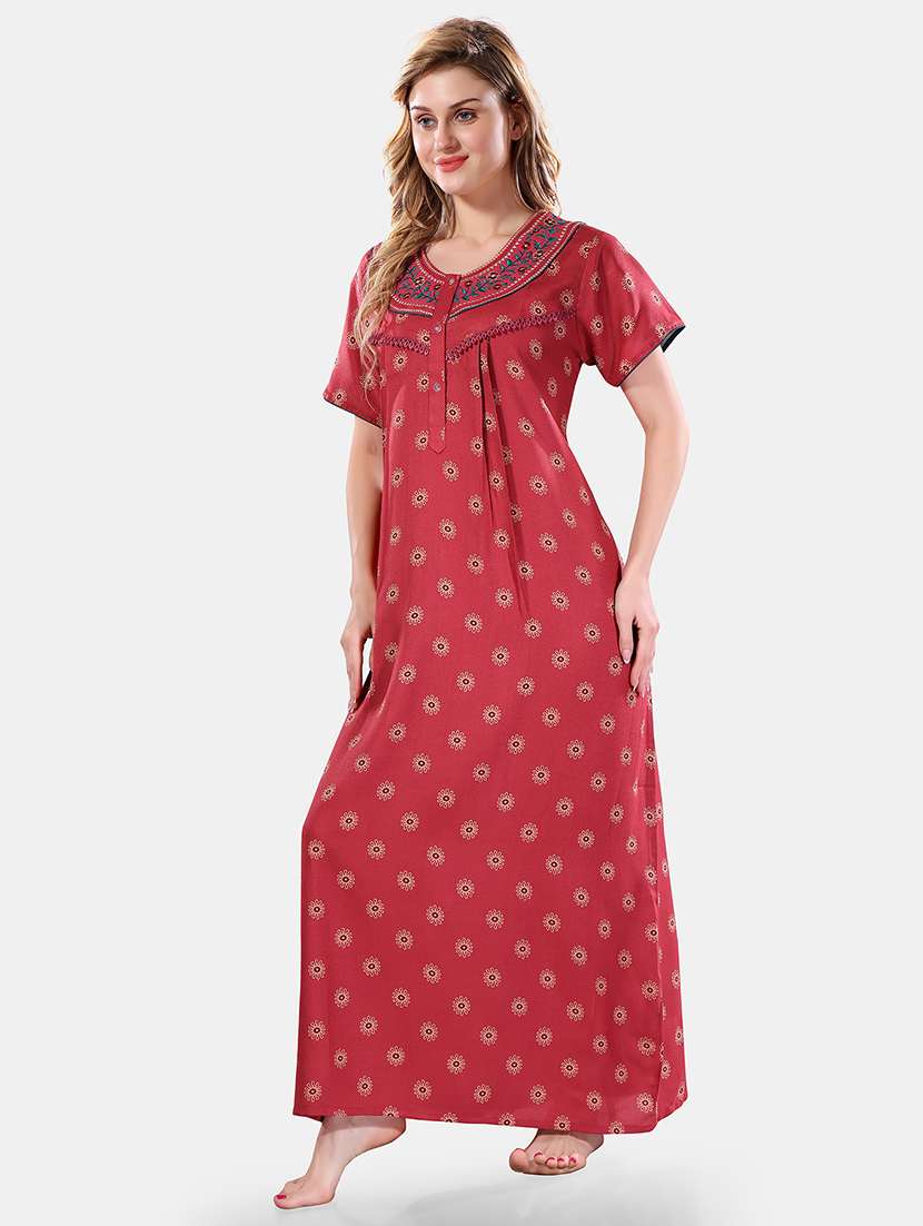 women printed cotton nighty - 21555254 - Standard Image - 2