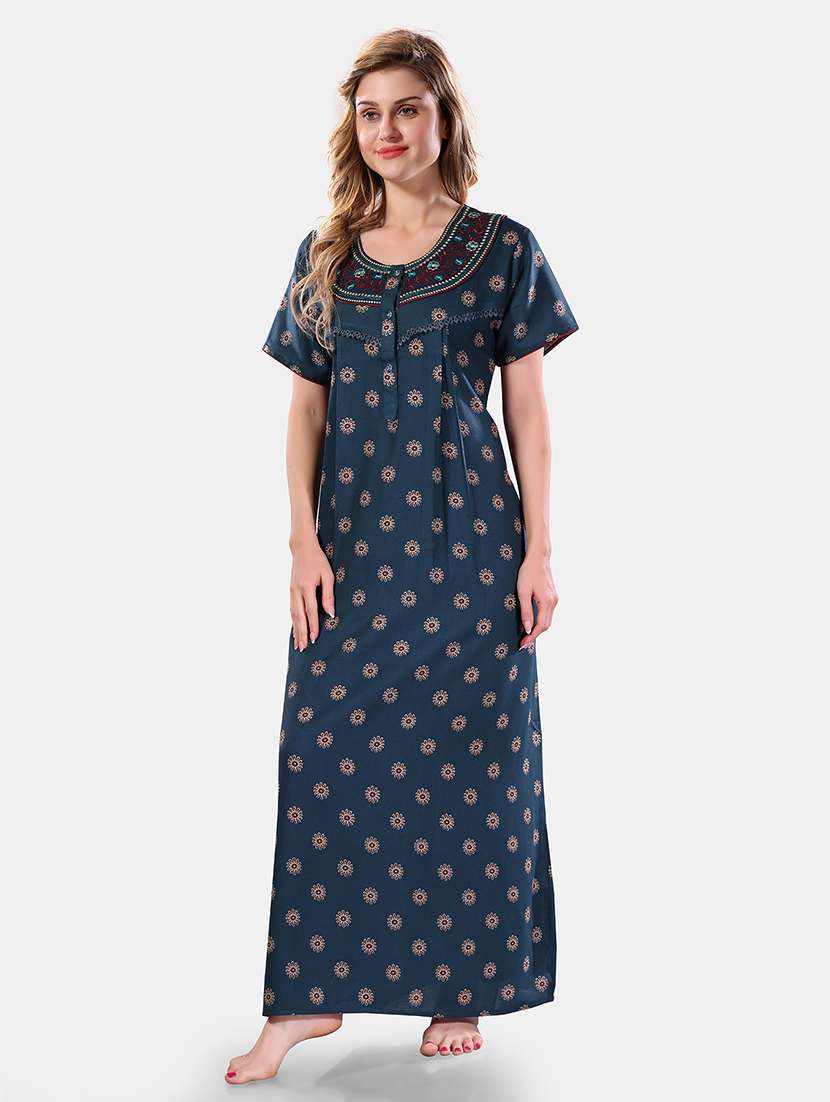 women printed cotton nighty - 21555255 - Standard Image - 2