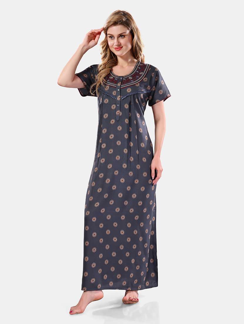 women printed cotton nighty - 21555256 -  Standard Image - 2