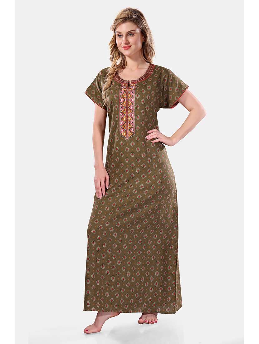women printed cotton nighty - 21555259 -  Standard Image - 2