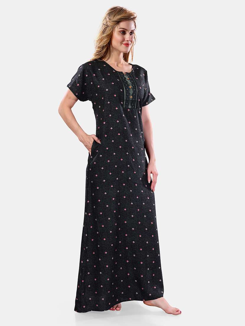 women printed short sleeves nighty - 21555265 -  Standard Image - 2