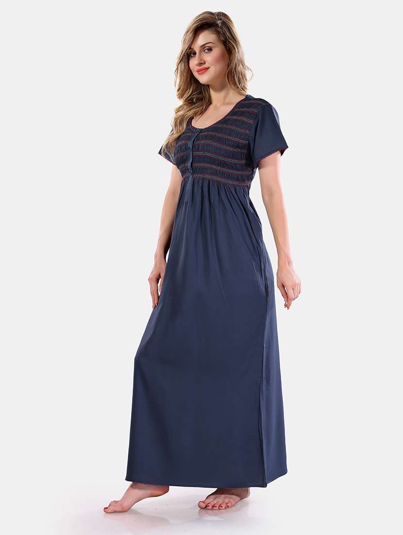 women solid short sleeves nighty - 21555279 -  Standard Image - 2