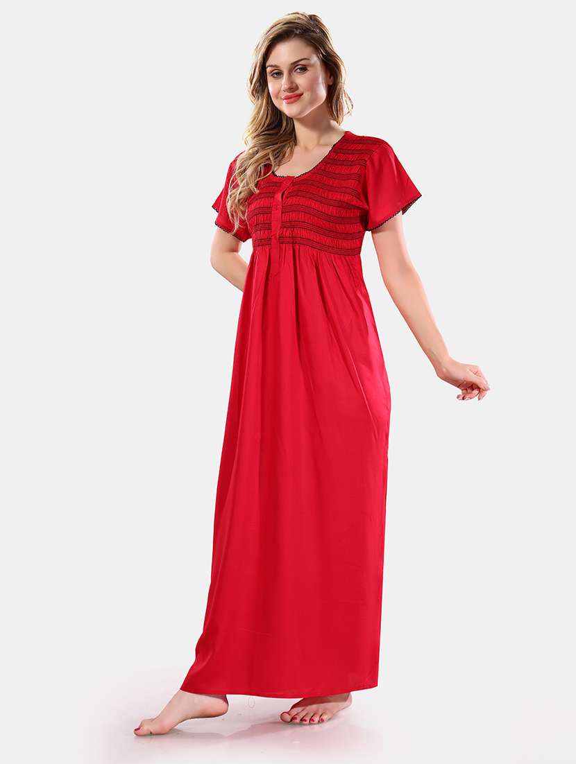 women solid short sleeves nighty - 21555281 -  Standard Image - 2