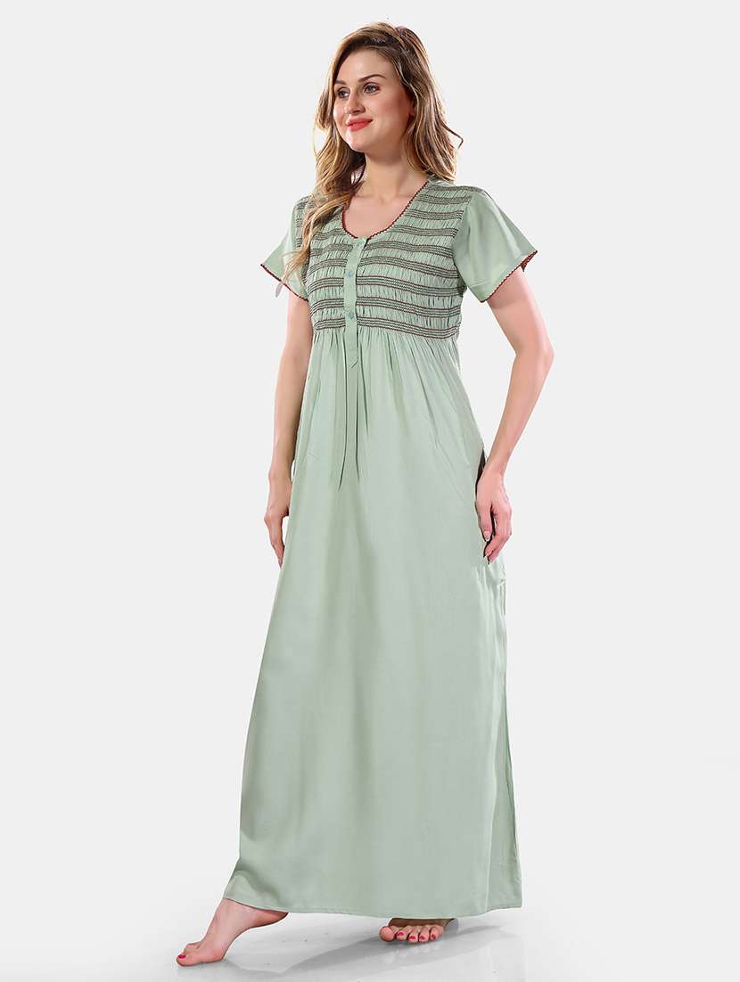 women solid short sleeves nighty - 21555282 -  Standard Image - 2