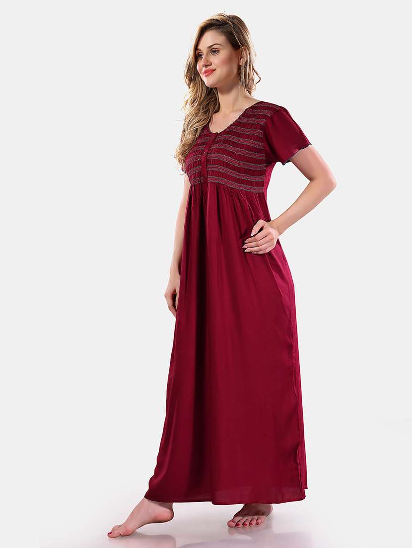 women solid short sleeves nighty - 21555283 -  Standard Image - 2