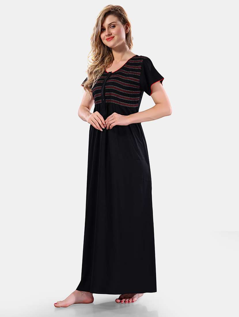 women solid short sleeves nighty - 21555284 -  Standard Image - 2