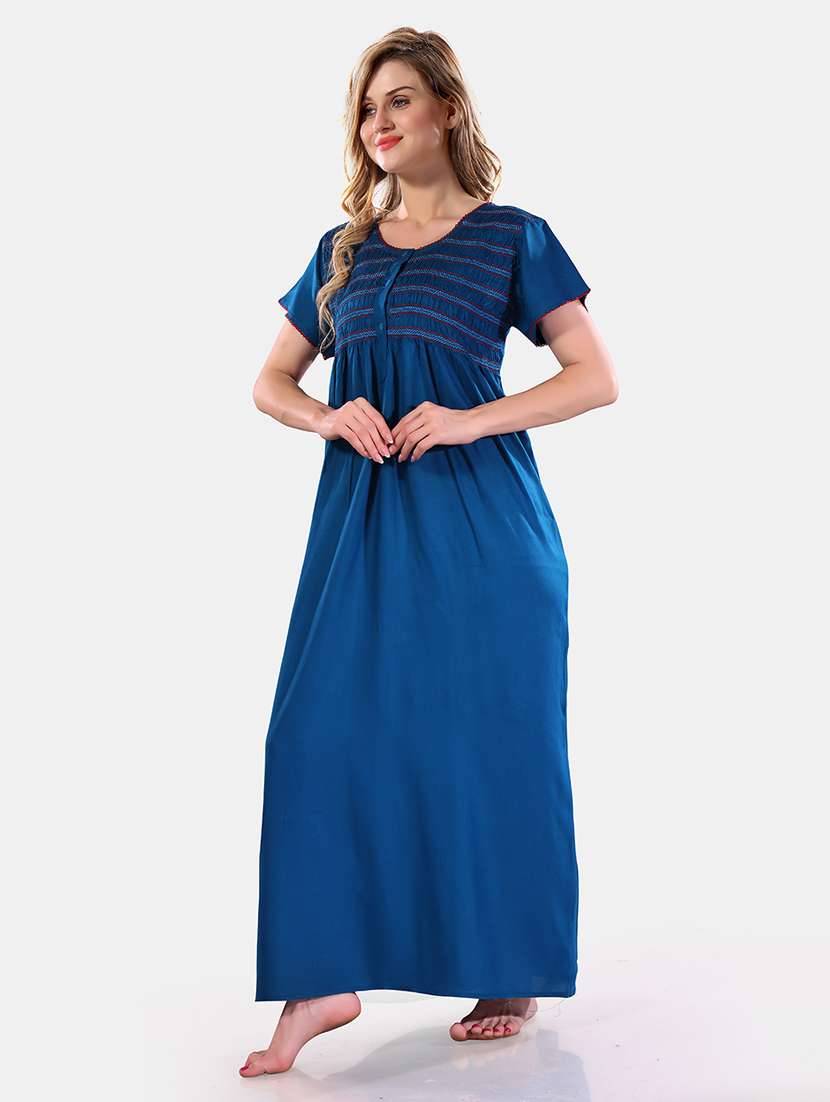 women solid short sleeves nighty - 21555285 -  Standard Image - 2