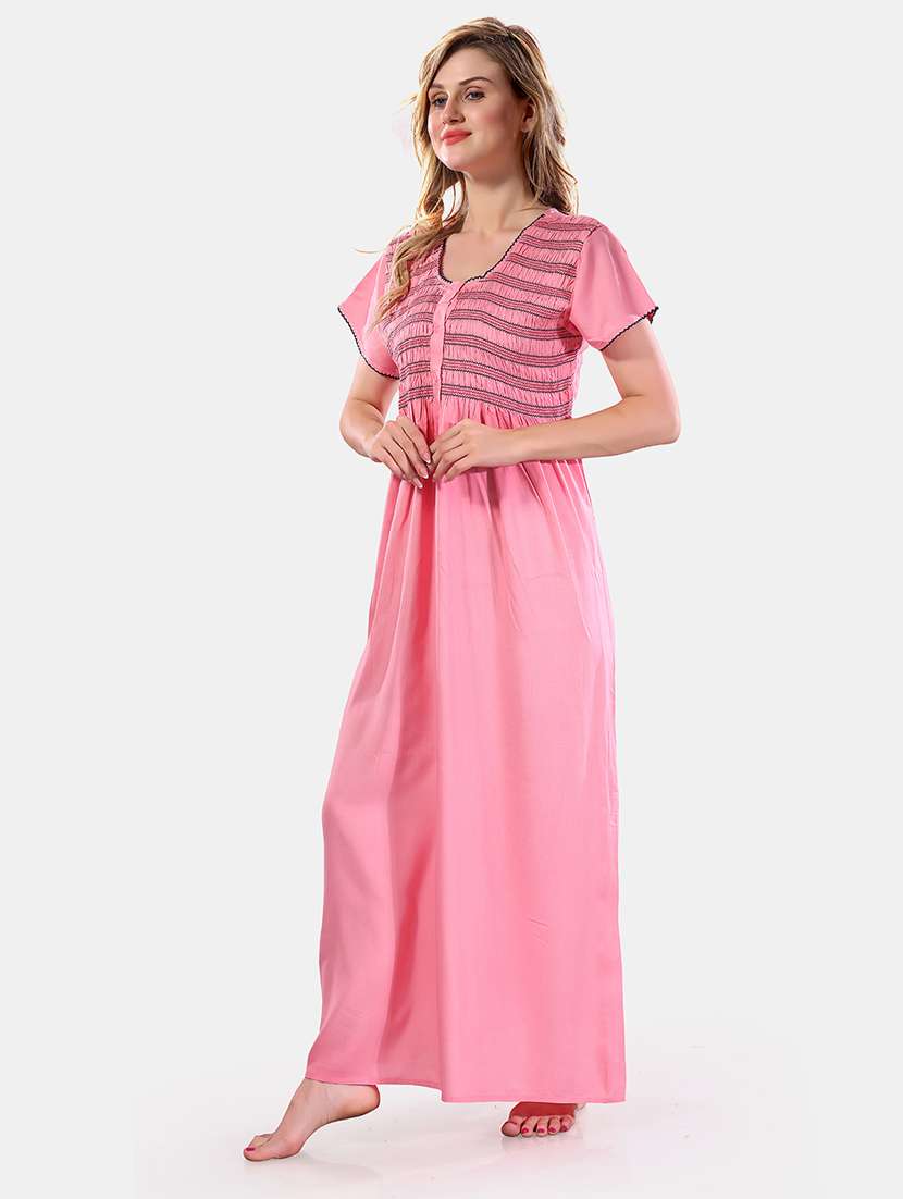 women solid short sleeves nighty - 21555286 -  Standard Image - 2