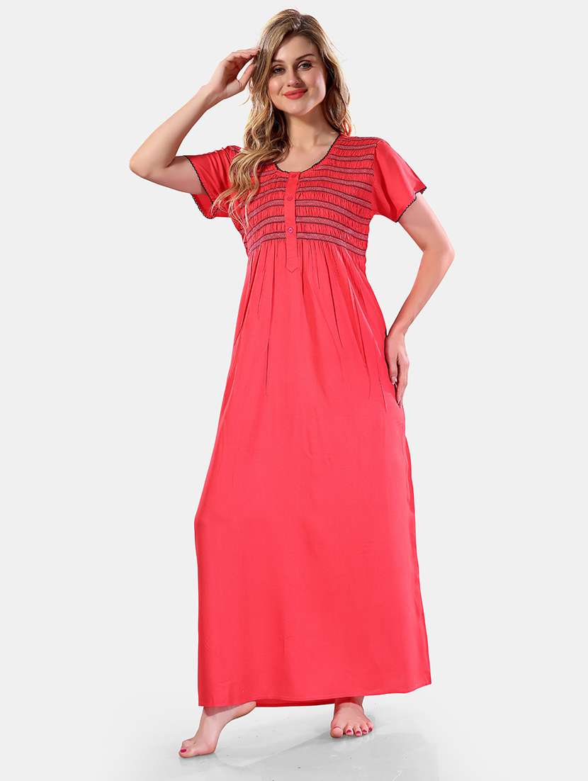 women solid short sleeves nighty - 21555288 -  Standard Image - 2