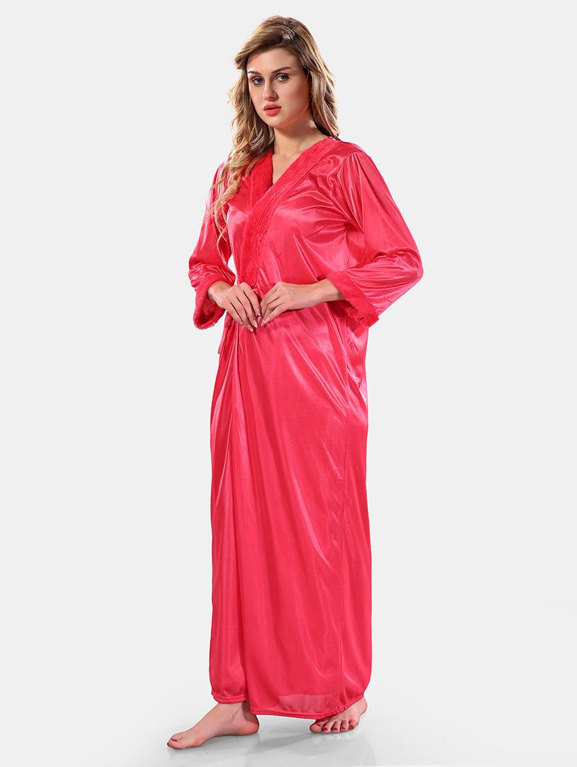 women lace detailed nighty with robe - 21555296 - Standard Image - 2