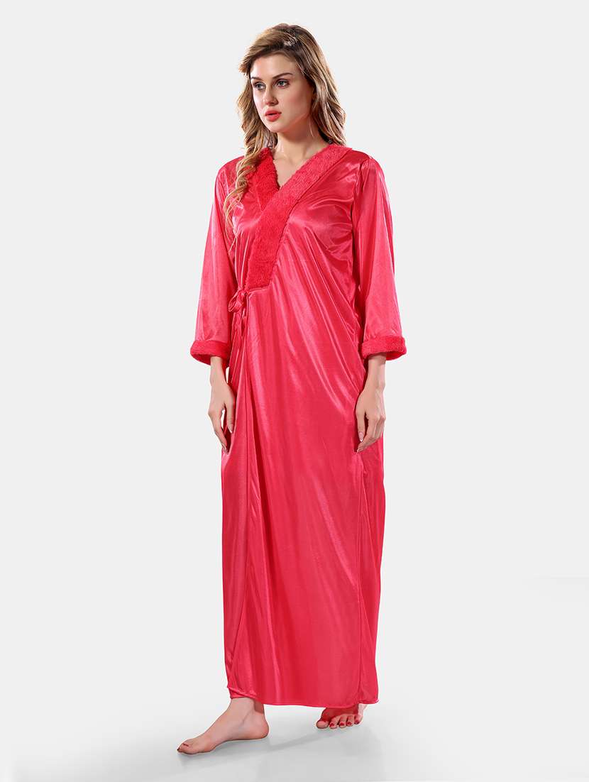 women lace detailed nighty with robe - 21555300 -  Standard Image - 2