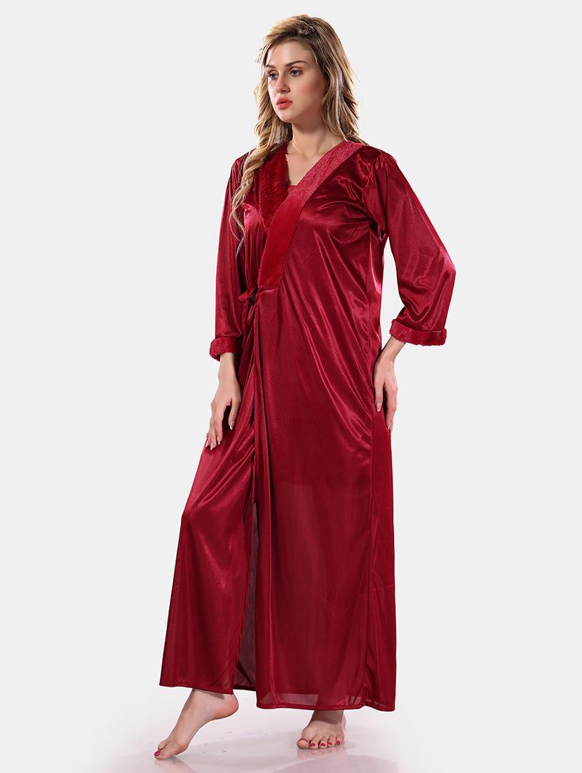 women lace detailed nighty with robe - 21555301 - Standard Image - 2