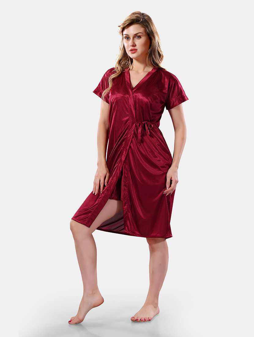 women lace detailed nighty with robe - 21555309 - Standard Image - 2