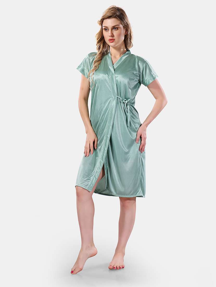 women lace detailed nighty with robe - 21555312 -  Standard Image - 2