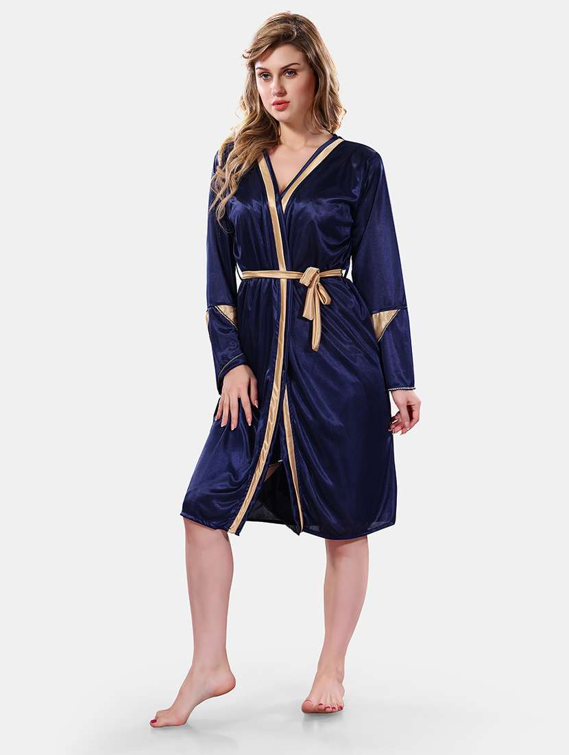 women lace detailed nighty with robe - 21555314 - Standard Image - 2