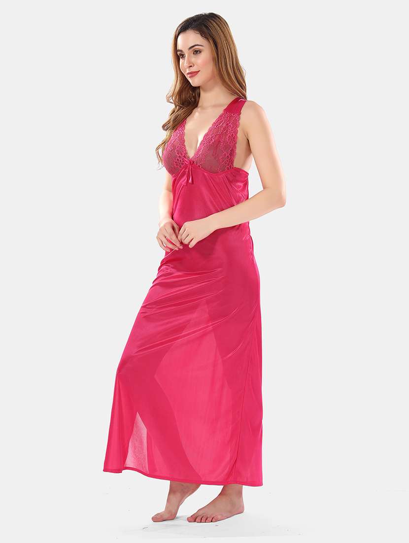 women lace detailed nighty set - 21555394 - Standard Image - 2