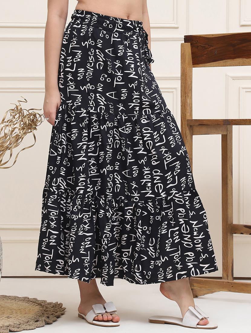 women printed tiered maxi skirt - 21555429 - Standard Image - 2